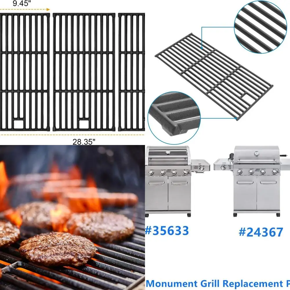 

Monument Grill Replacement Cooking Grates 24367 24633 13892 17842 35633 41847NG, Cast Iron Grids for 35633R 35633B D405 D425 4-B
