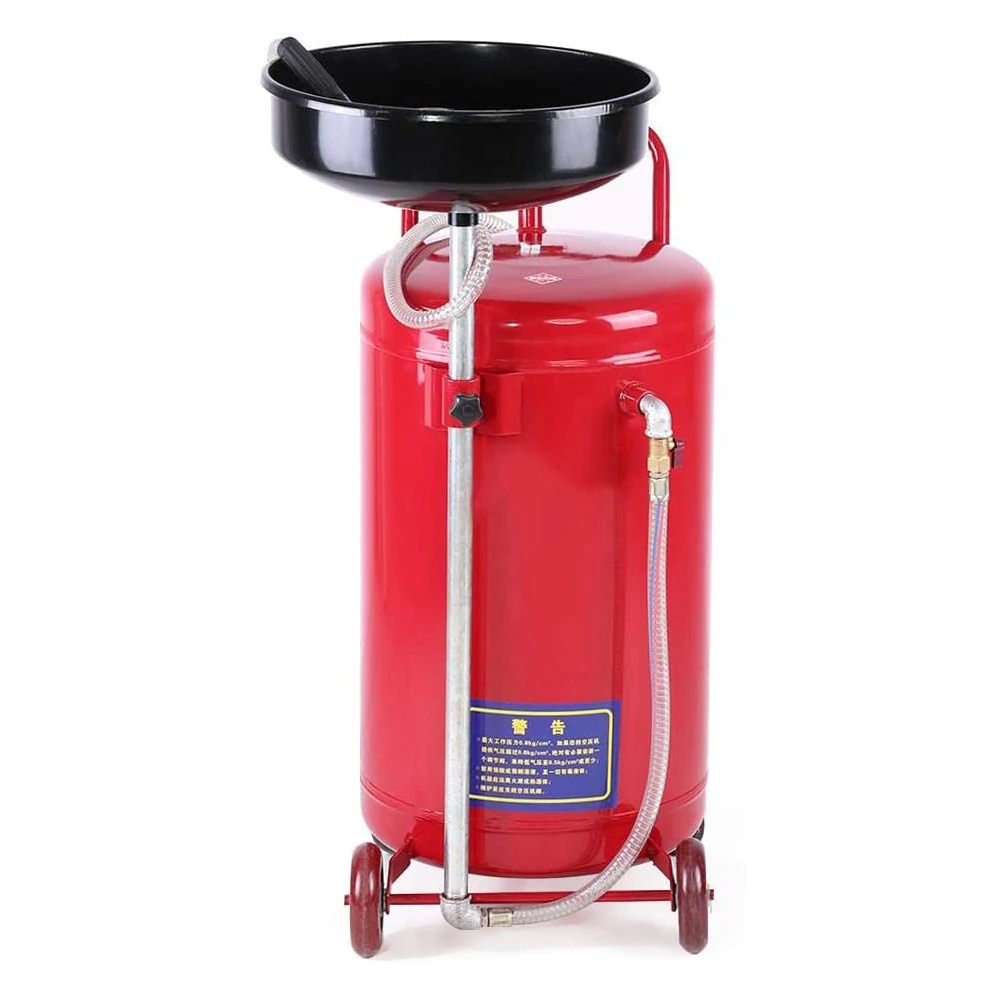 80 Liter 17.5 Gallon Portable Auto Waste Oil Drain Tank Air Operated Drainer Drainage Collector