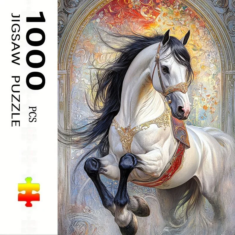 

1000pcs Adult Jigsaw Puzzle,Painted Animal Horse Art Jigsaw Puzzle,Holiday Stress Relief Gift Toys an