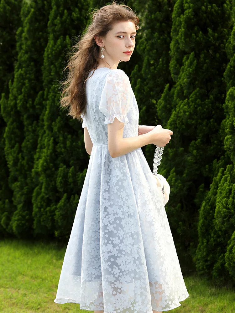 I BELIEVE YOU French Women Dresses Square Collar Puff Sleeve A-LINE 2023 Summer Floral Dress Slim Fashion New Vestido 2232095129