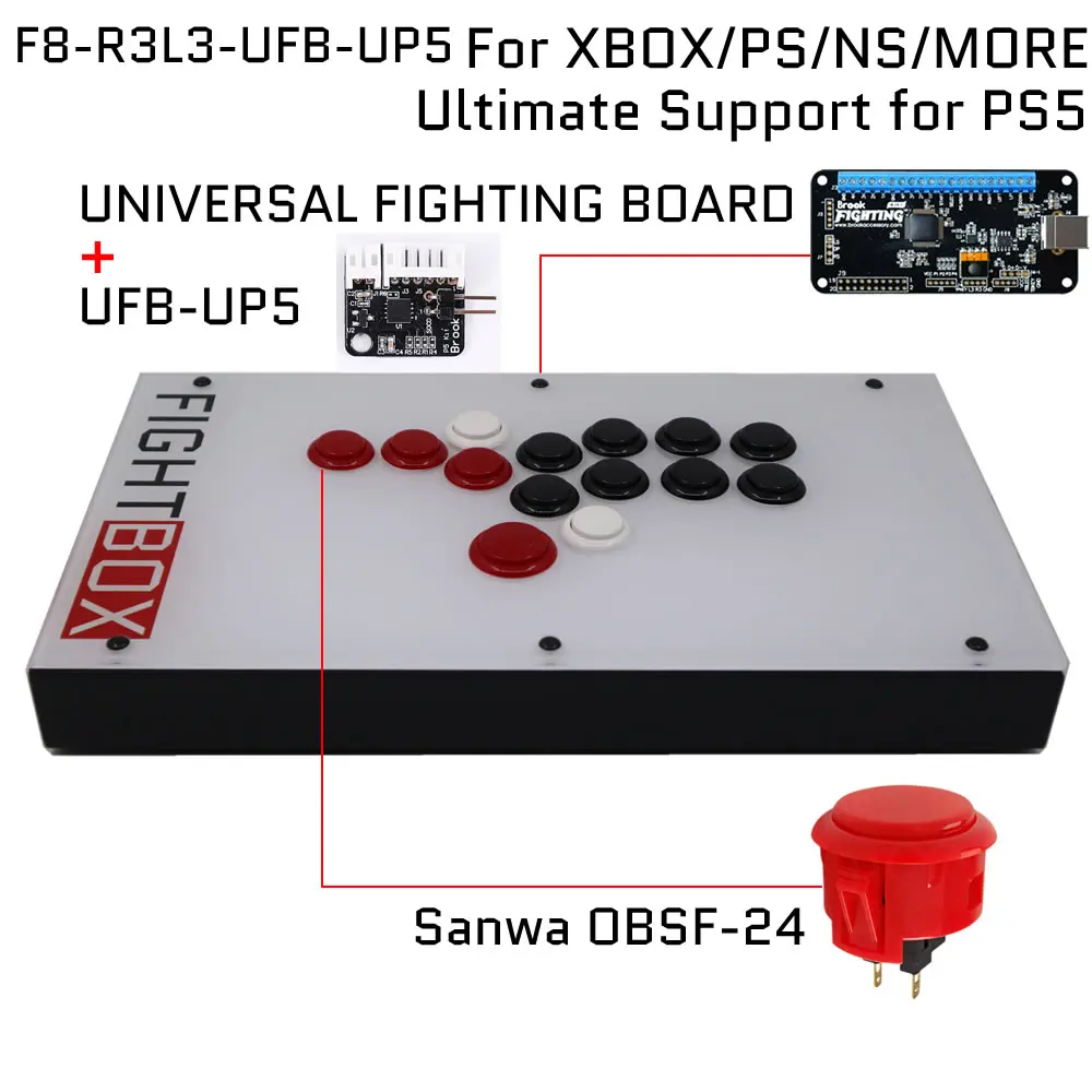 

FightBox F8 FIGHTING BOARD UFB-UP5 All Buttons Hitbox Style Arcade Joystick Fight Stick SF6 Game Controller For Xbox /PS5/PS4/PC