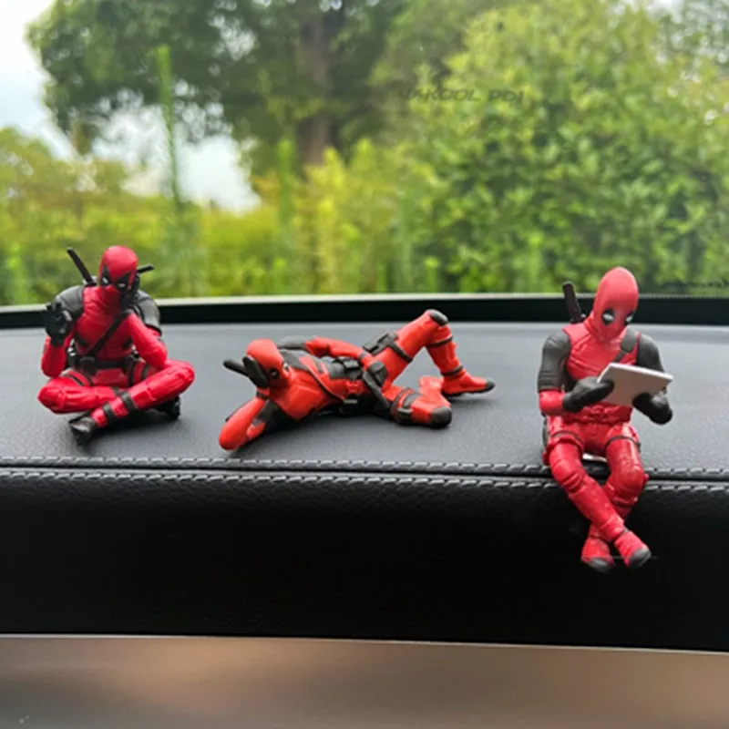 Anime Deadpool Action Figure Car Interior Decoration Toys Sitting Model X-Men Mini Figurine Pendant Car Accessories Kids Gift