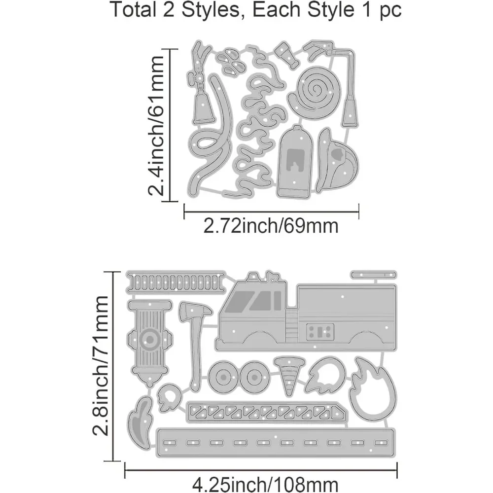 Fire Fighting Truck Cutting Dies Fire Fighting Tools Carbon Steel Stencil Template Fire Fighting Theme Metal Die Cuts for Card