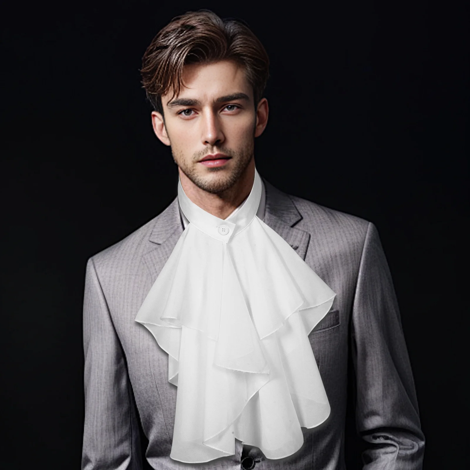 القرون الوسطى تكدرت طوق الشيفون وهمية قميص طوق للرجال النساء انفصال الإكسسوارات مرحلة حفل زفاف زي ديكور #4