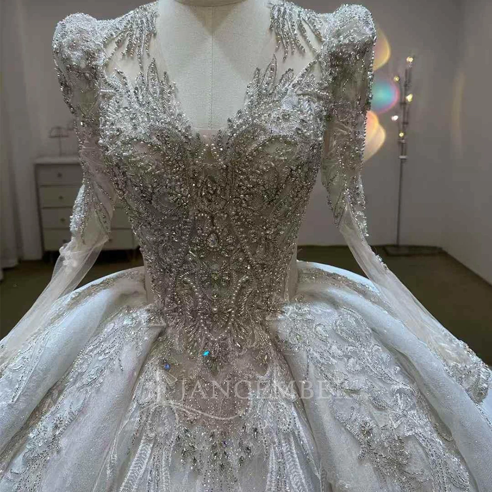 Vestidos De Novia reales con cuello en V, Vestido De Novia De Organza De manga larga hecho a medida, Vestido De Novia personalizado para mujer