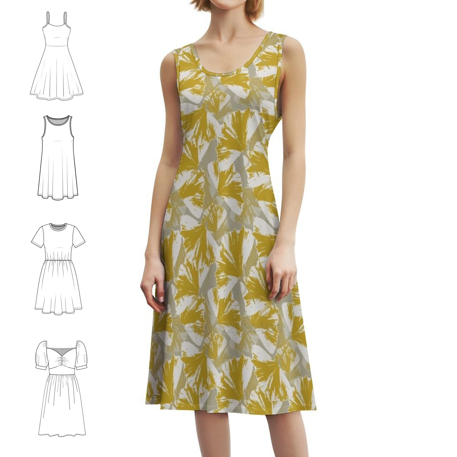 

Gingko Leaf Toss. Preppy Style Mini Dress For Women A-Line Loose Fit Casual Day Dress Gingko Leaves Leaf Toss Autumn Leaves