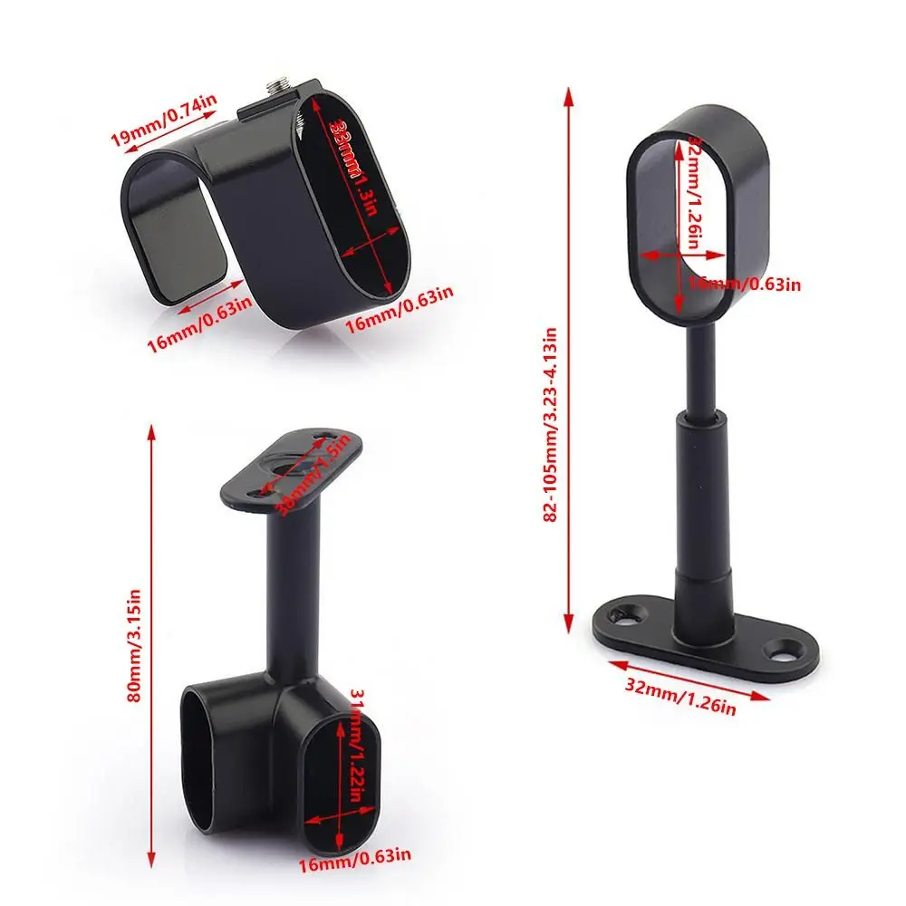 亜鉛合金パイプブラケット 内径16mm ブラック シルバー ゴールド ワードローブレールサポートフランジ ハーフ/オールパス 天井固定