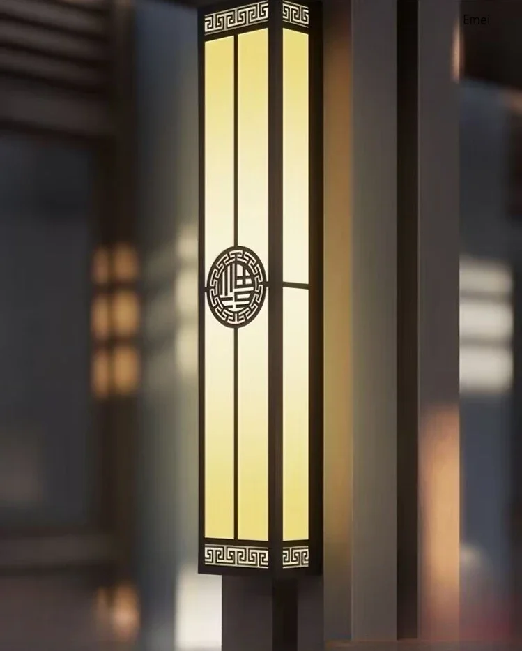 Outdoor Waterproof Scagliola Wall Lamp Wall Lamp New Chinese Style Villa Door Gallery Lights