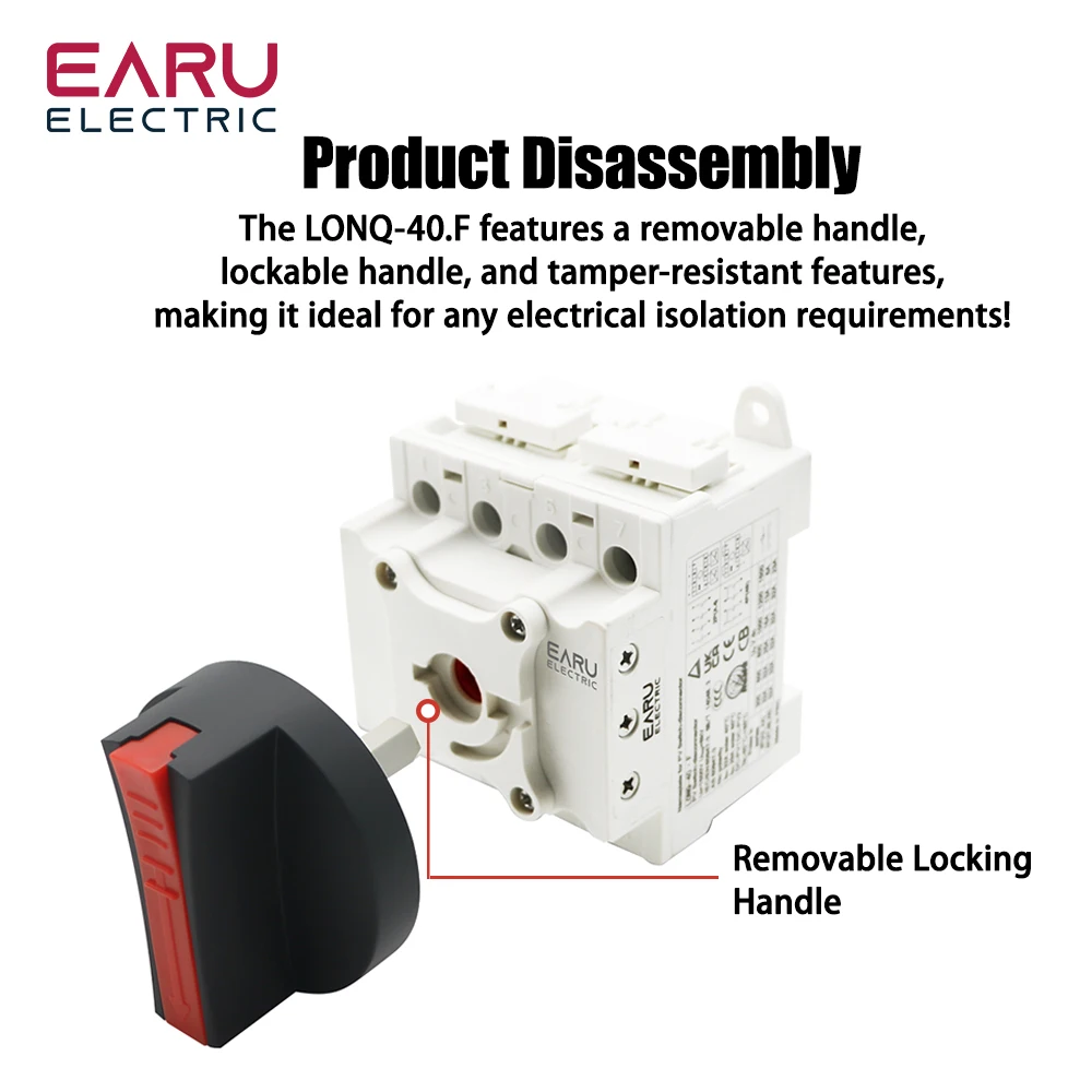 

LONQ-40 Solar DC 4P 32A 1500V фотоэлектрический переключатель-разъединитель с вращающейся ручкой-изолятор поворотный переключатель для солнечной распределительной коробки Din-рейка