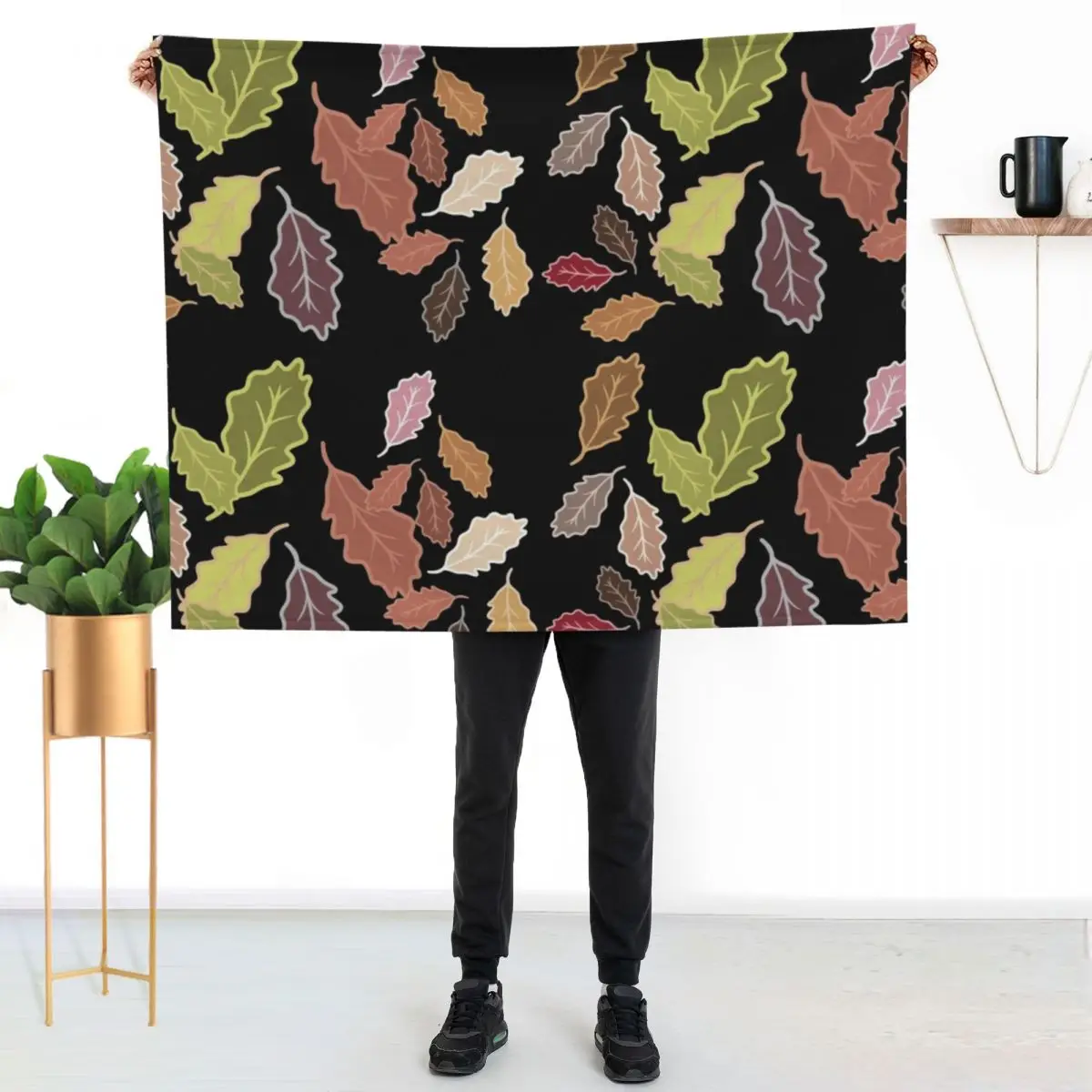 

Fall leaves fluttering dull colors Throw Blanket Fuzzy Plush Throw Blanket for Sofa Chair
