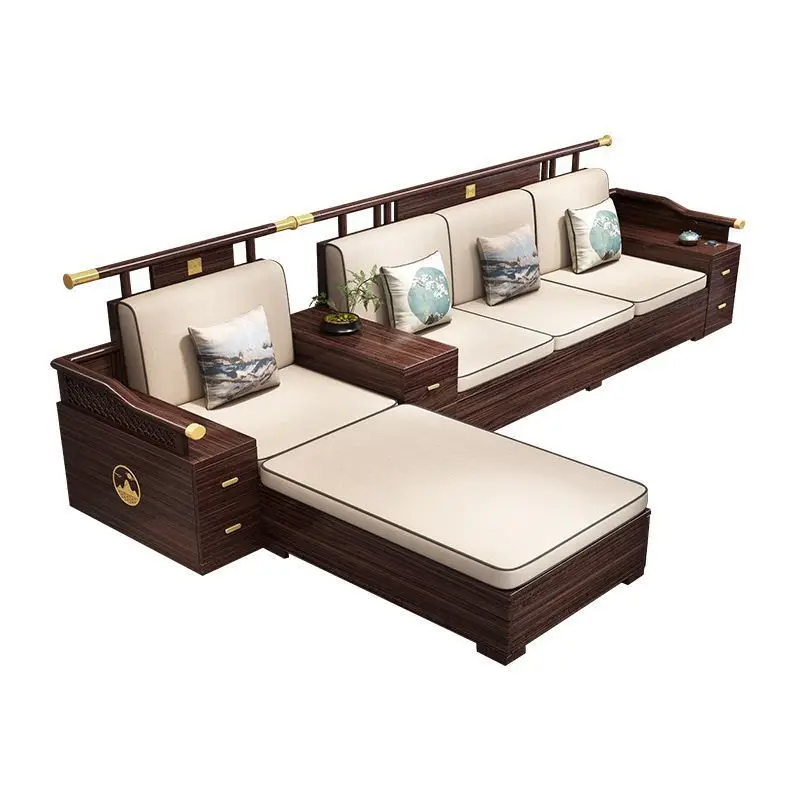 

Customizable new Chinese solid wood sofa living room winter and summer dual-purpose furniture combination household storage sofa