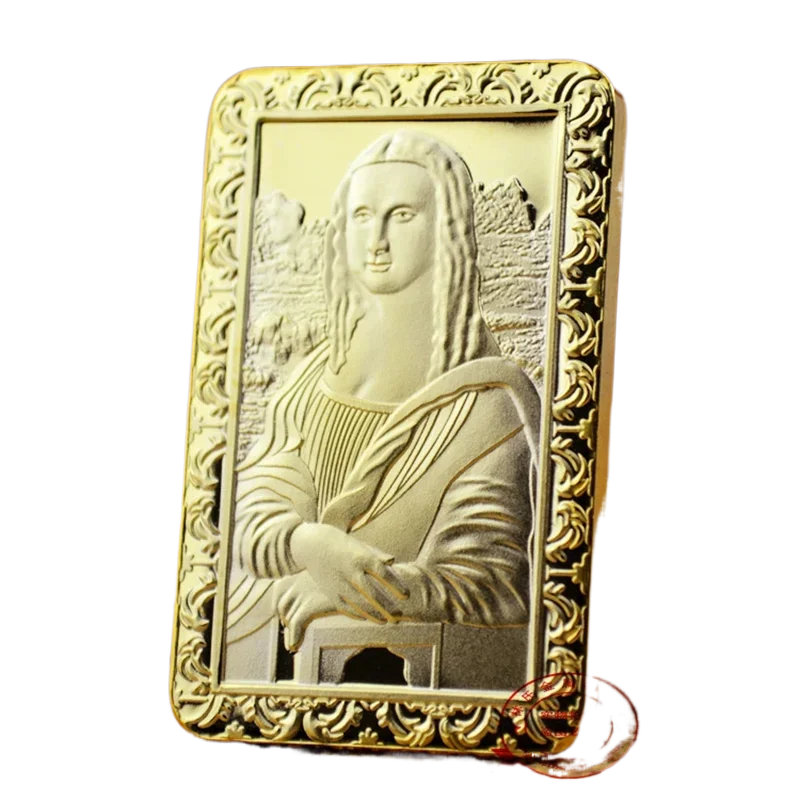 Da Vinci Mona Lisa Gold Plated Bar Commemorative Coin Collection Souvenir Art Bar Challenge Coin Collection Gift Home Decoration