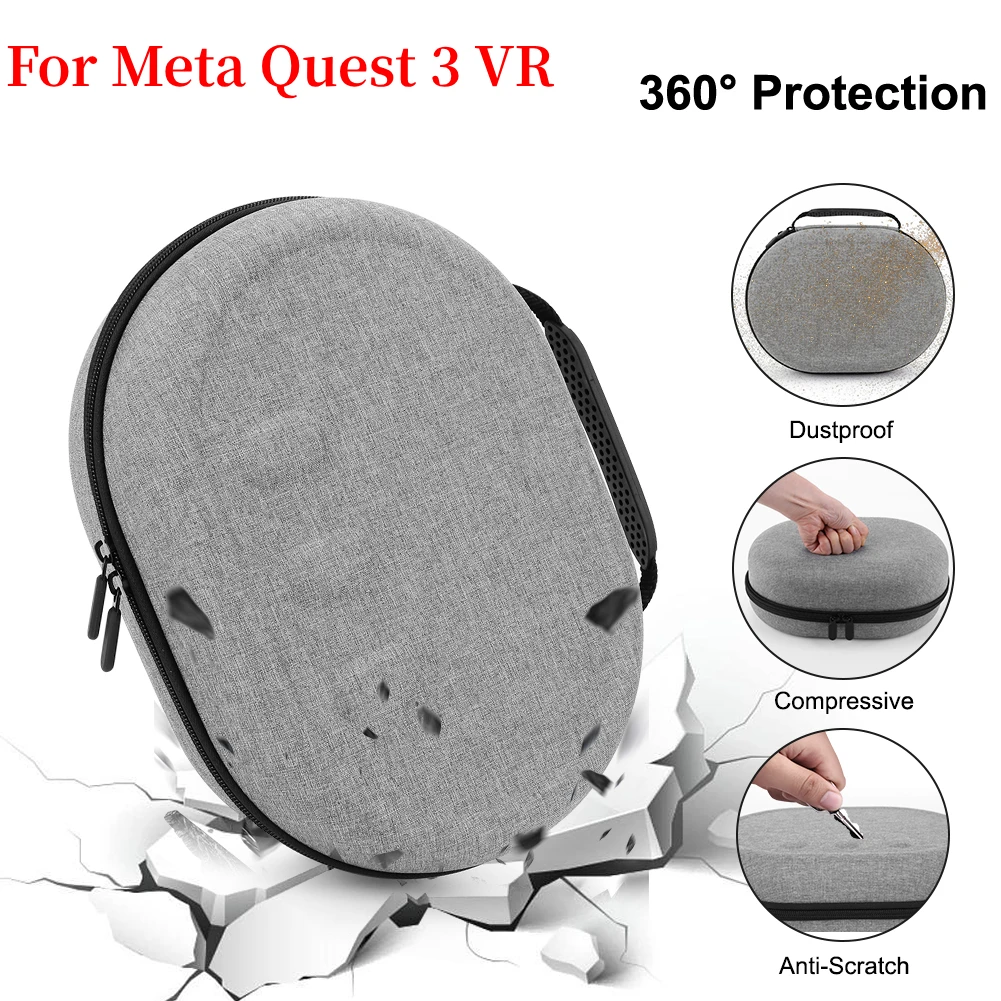 حقيبة واقية حقيبة تخزين للسفر مقاومة للصدمات ومضادة للخدش منظم حقيبة تقسيم مع حقيبة شبكية لسماعات ميتا كويست 3