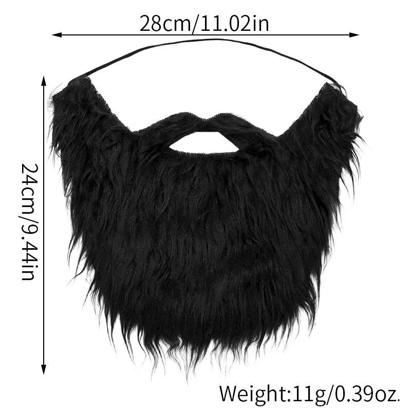 Fake Beard Mustache for Halloween Cosplay, Long Curly Synthetic Hair False Facial Hair for Santa Claus, Viking, Dwarf Costume Pa image 2