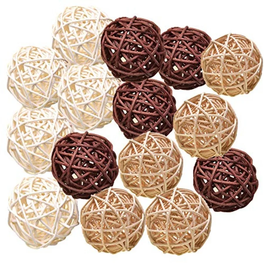 

Natural Decorative Wicker Rattan Balls- Vase Filler, House Ornament, Christmas Tree Garden Wedding Party Coffee Table Decoratio