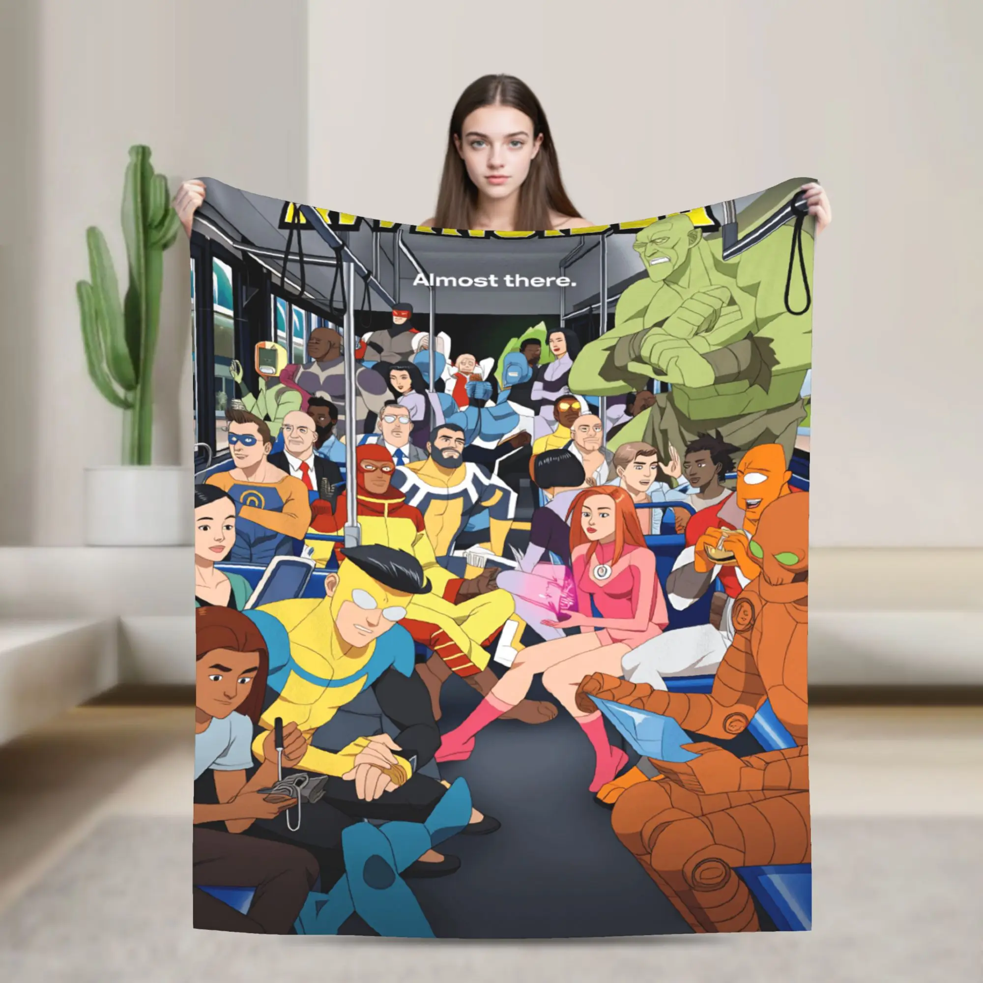 Comic I-Invincible Hero Warm Blanket  Casual Travel Throw Blanket Bedroom Flannel Bedspread Sofa Bed Cover