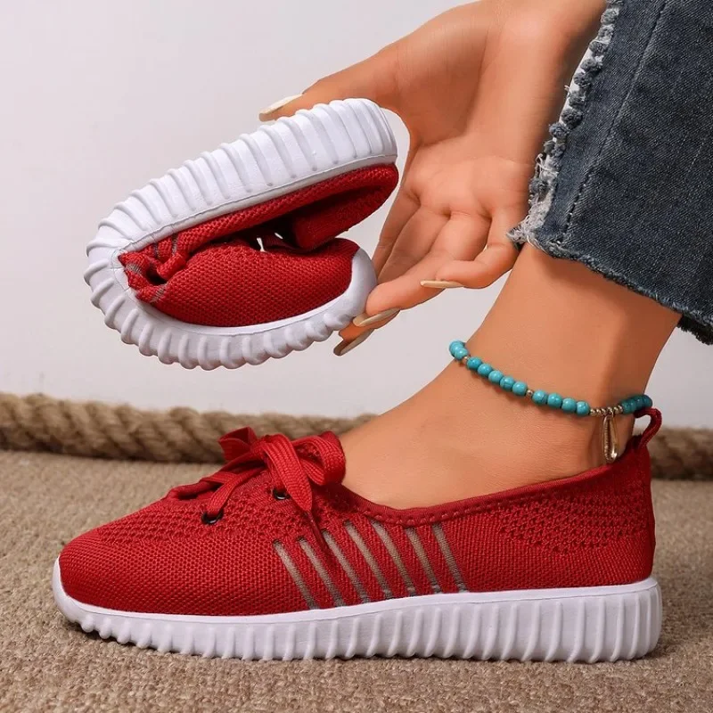 

2025 New Women Casual Shoes Mesh Breathable Slip on Shoes Lightweight Sneakers Women Lace Up Fashion Comfortable Sports Shoes