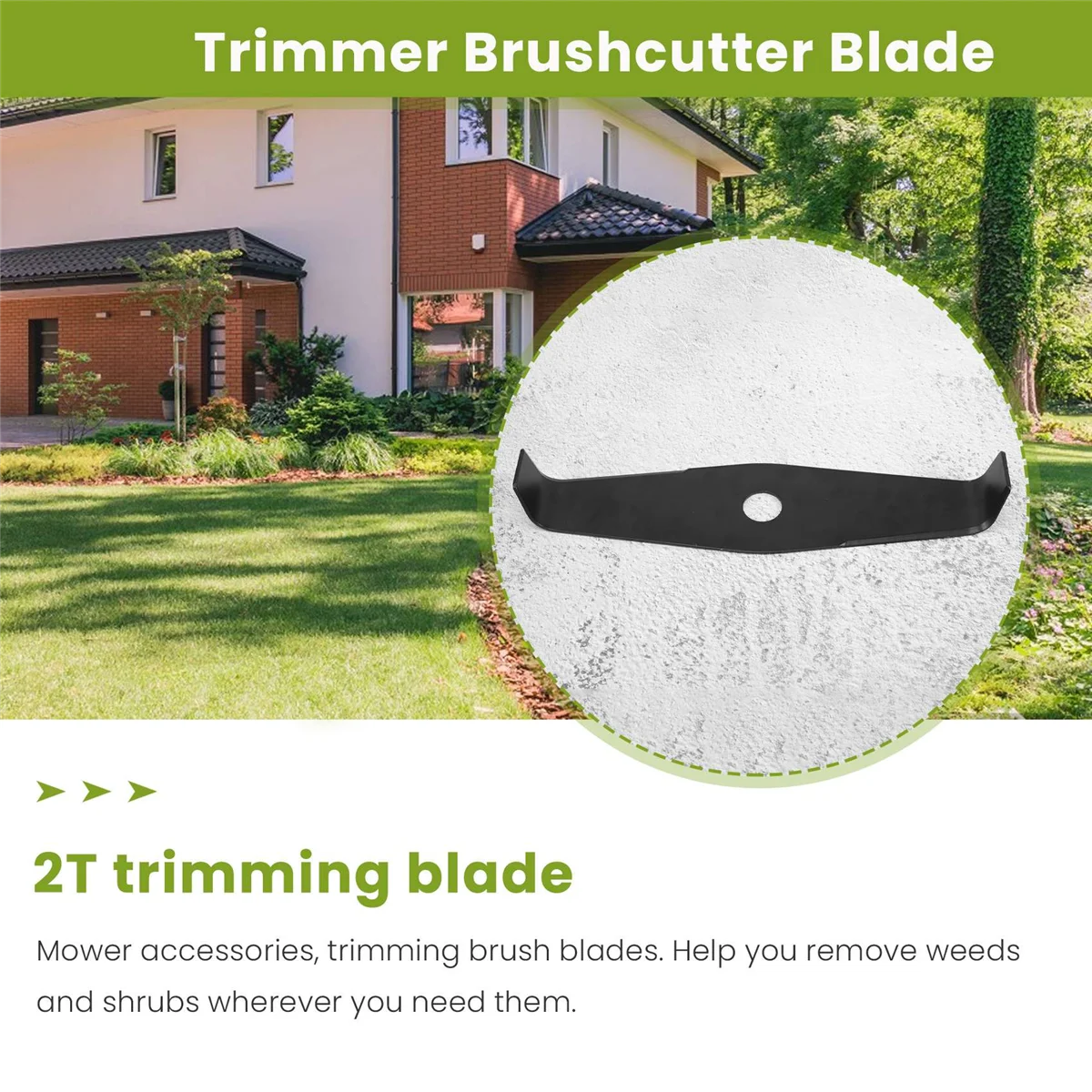 Brush Cutter Grass Trimmer Head Knife Cutting Steel Blade 2 Tooth 2T Trimmer Blade 305 X 25.4 X 3Mm for Bush Brushcutter