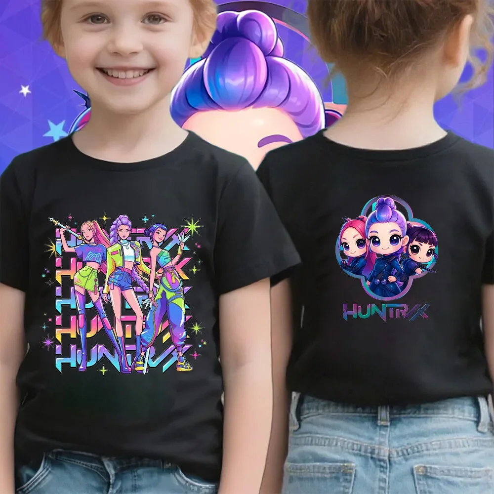 

Детская одежда KPop Demon Hunters Mira Rumi Zoey Family Merch, летние футболки с короткими рукавами для мальчиков и девочек