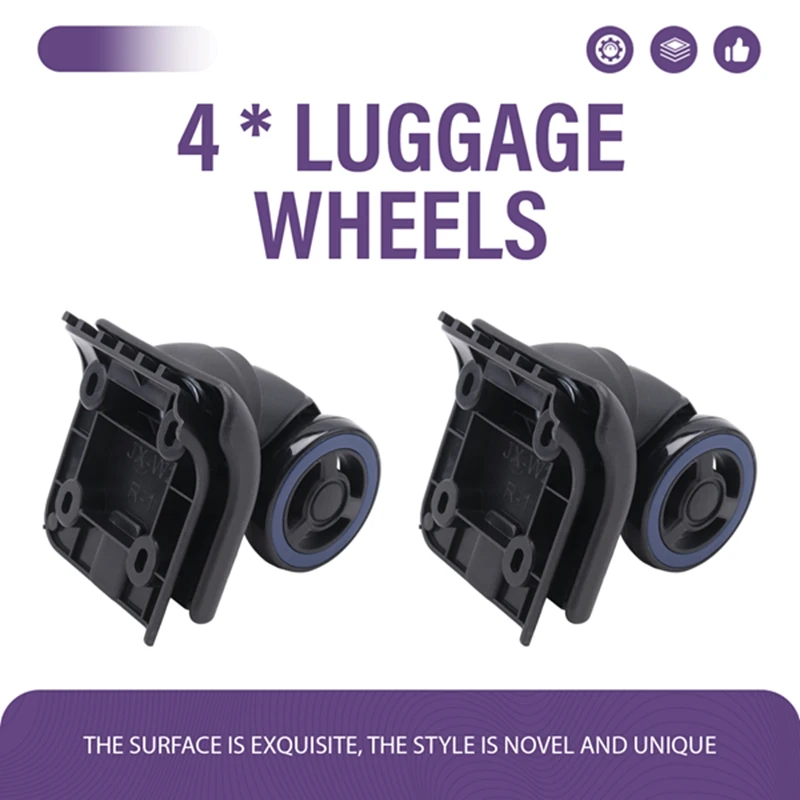 

Комплект из 4 колес для чемодана, двойные роликовые колеса, 360°, для ремонта, усиленные, для тяжелых нагрузок ° Поворотные колесики
