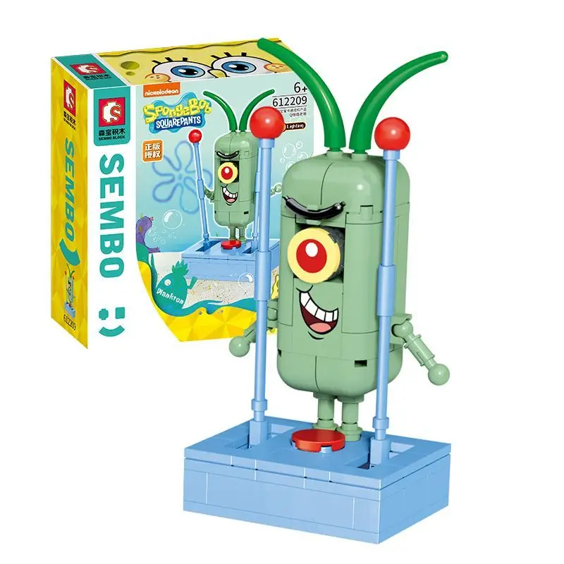 SEMBO BLOK Spongebob Squarepant Familieportret Kleine korrel Kawaii Puzzel Assemblage Bouwstenen Kinderen Verjaardagscadeau Speelgoed