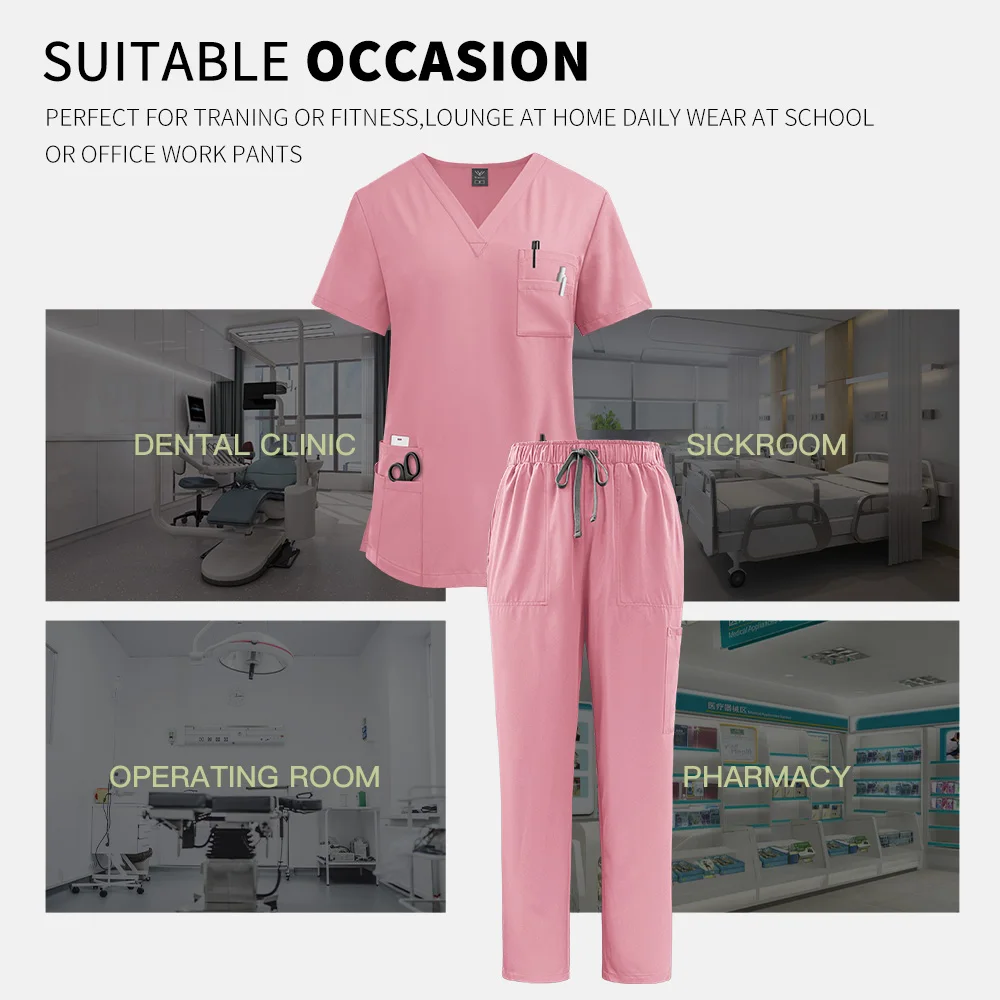Uniforme exfoliante Multicolor para mujer, Tops de manga corta + conjunto de pantalón, uniforme para enfermería, conjunto exfoliante para médico y Hospital, ropa de trabajo para cirugía médica