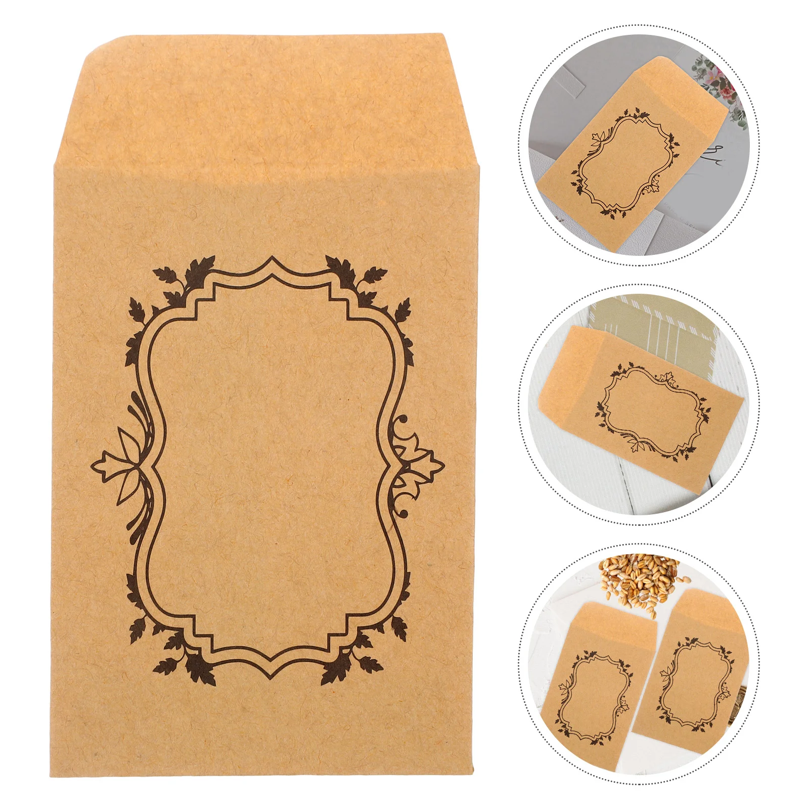 

50 Pcs Kraft Paper Small Envelope Medication Envelopes Seed Self Sealing Money for Mini