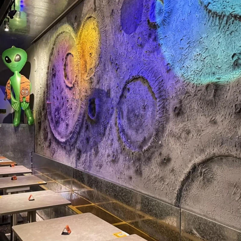 Lunar Planet Art 3D Wall Background Indoor Home Decor PU Stone Wall Panel Industrial Style Cut-to-Size Polyurethane Stone Panel