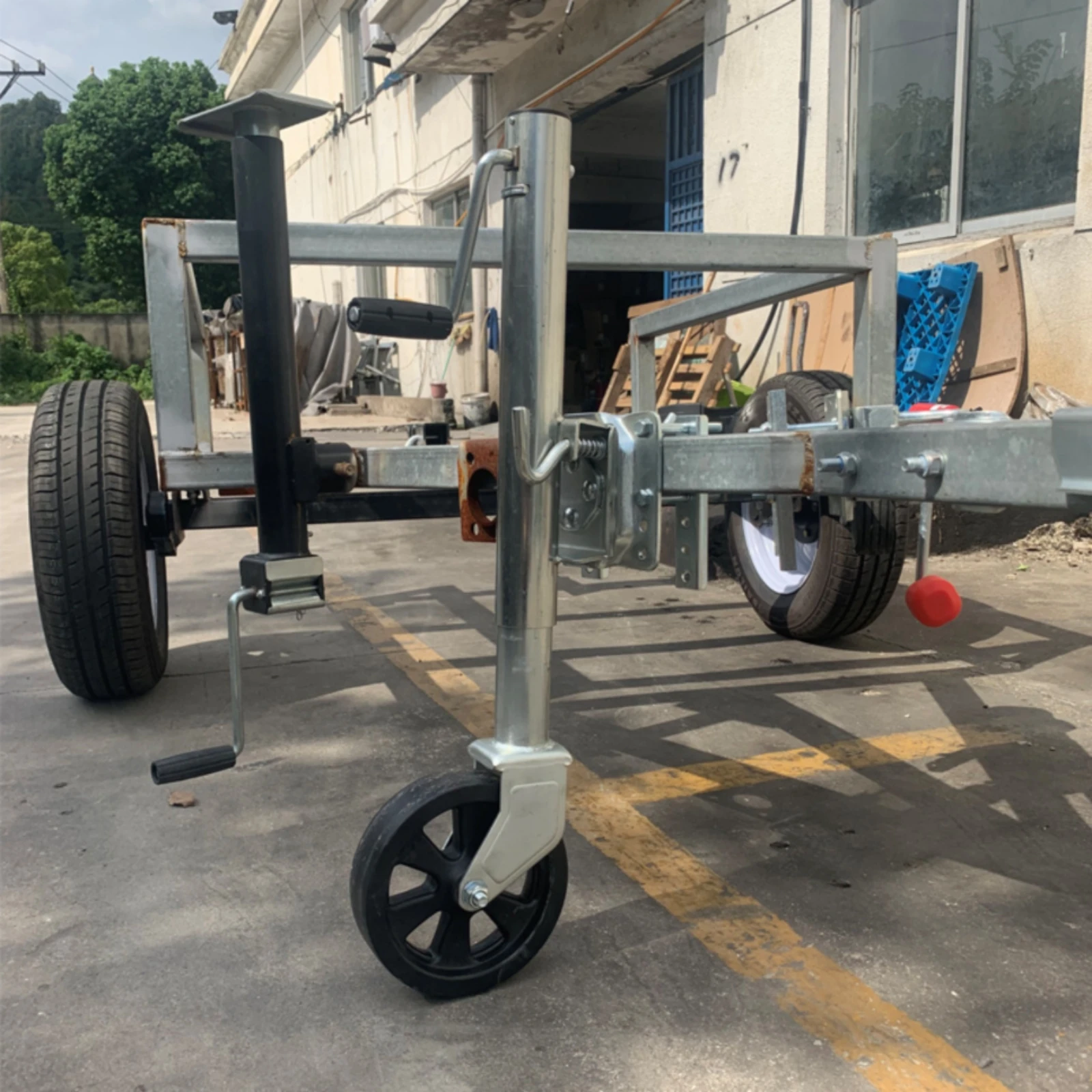 

Hauling Vehicle Support Wheel Side-Wind Crank Caravan Support Wheel Swivel Hauling Vehicle Support Stand Metal Construction