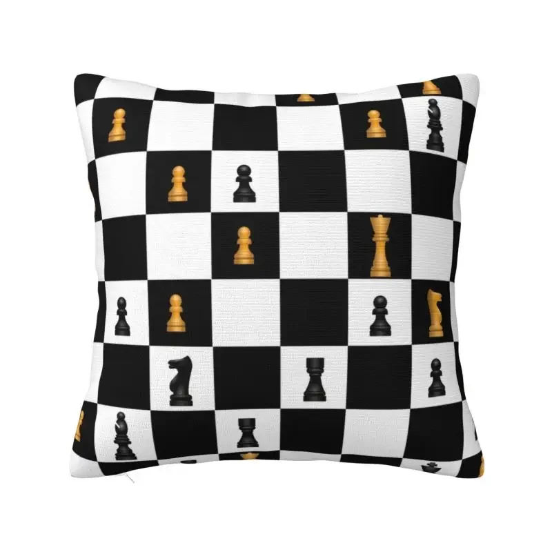 Power Play Chess Game Cushion Covers Chess Lover Piece Velvet Cute Pillow Case Home Decoration