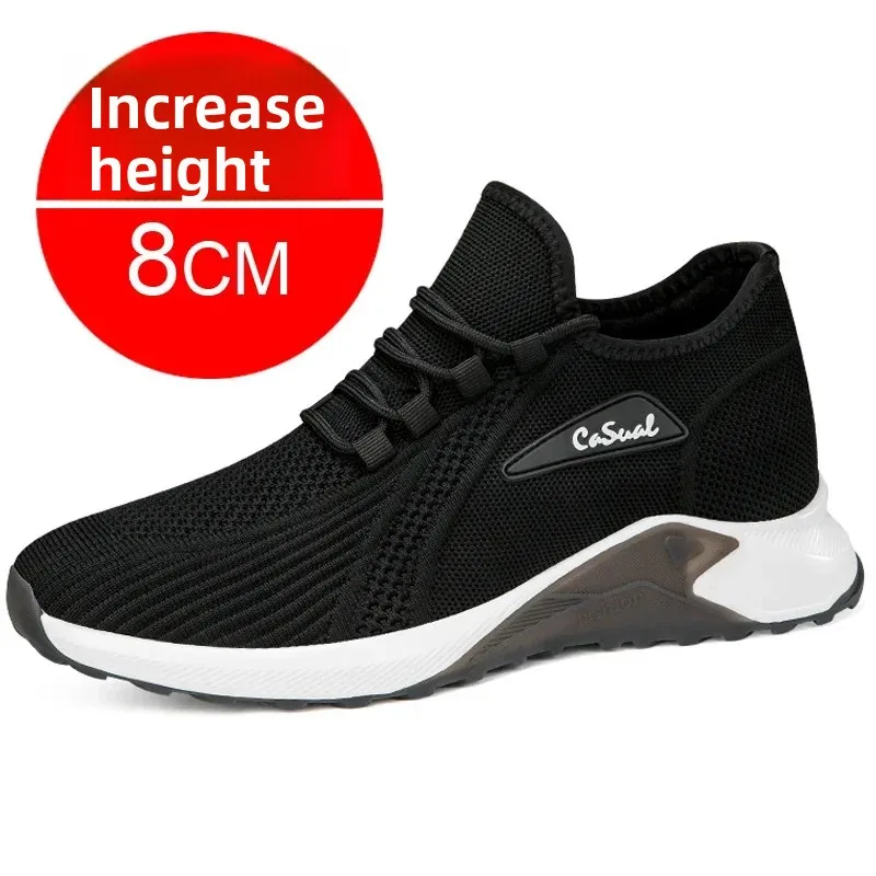 

Sneakers Men Elevator Shoes Hidden Heels Breathable Heightening Shoes For Man Increase Insole 6 8CM Optional Height Shoes