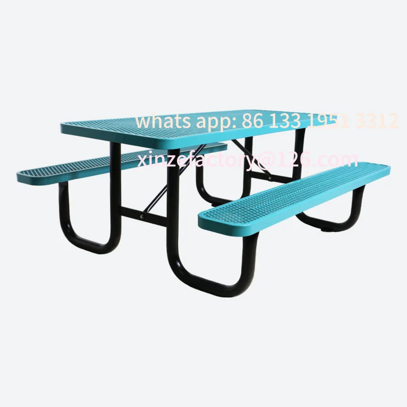

Customizable Outdoor Commercial Hot Dip Steel Picnic Table Garden Community School Restaurant Outdoor Outdoor Metal Leisure Tabl