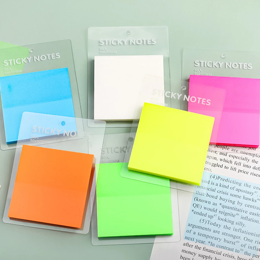 P Lytwtw's Stationery School Supplies Transparent Candy Color Sticky Notes Memo Pad Office Sticker Self-Adhesive Notepad