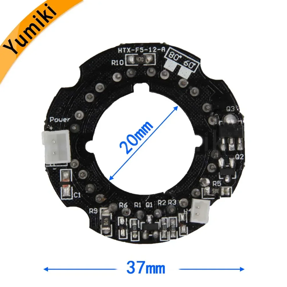 Yumiki Infrared 12 x 5 IR LED board for CCTV cameras mini camera night vision (diameter 37mm)