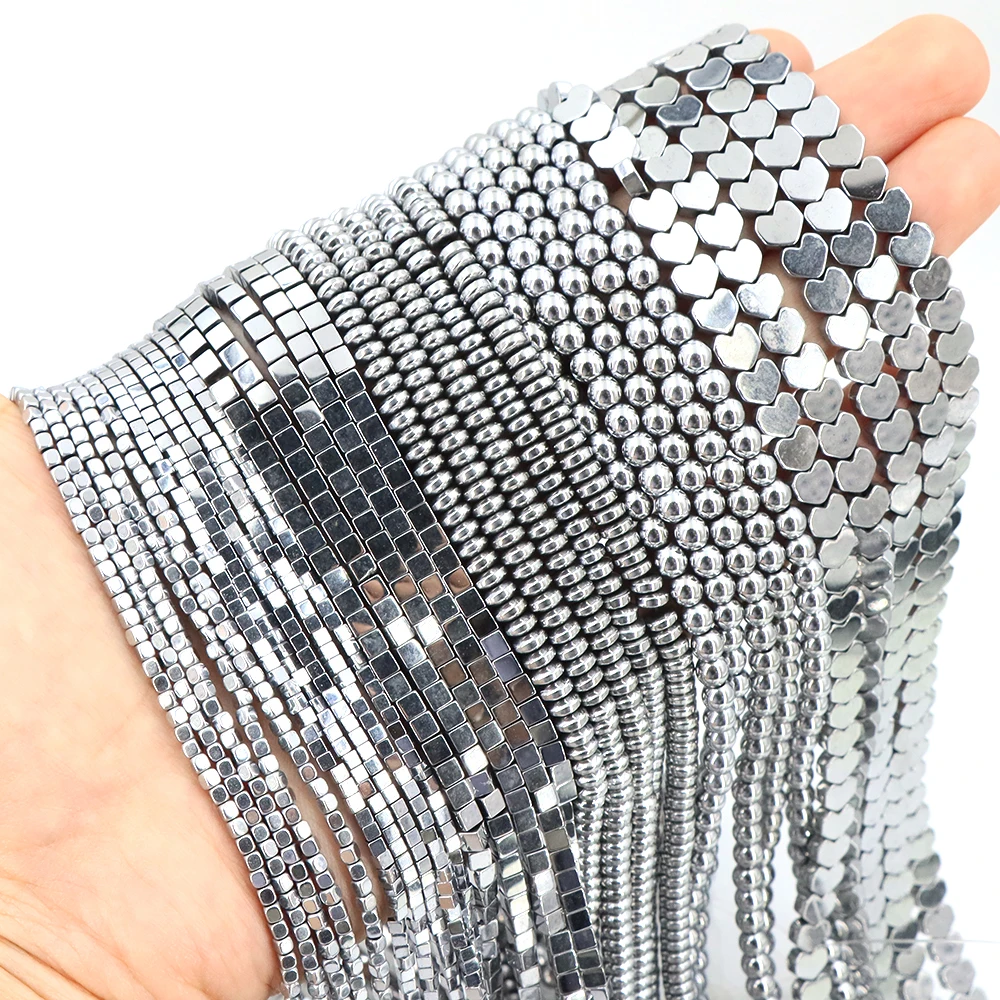 Plating Color Gold Silvery Plated Hematite Loose Beads Natural Stone Irregular Heart Geometric Beads Jewelry Making DIY Bracelet