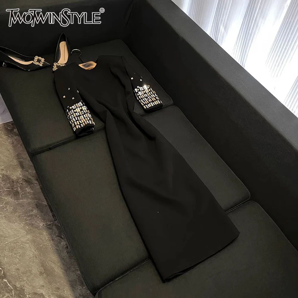 

TWOTWINSTYLE темпераментные однотонные платья для женщин с круглым вырезом и половиной рукава с высокой талией осеннее дизайнерское платье женское новое KDR520268