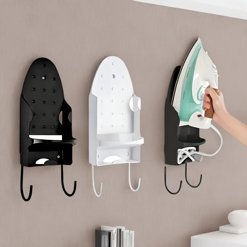 

1 Heavy-Duty Ironing Board Rack - Space-Saving Wall-Mounted Organizer with Double Hooks, No Power Required Compatible