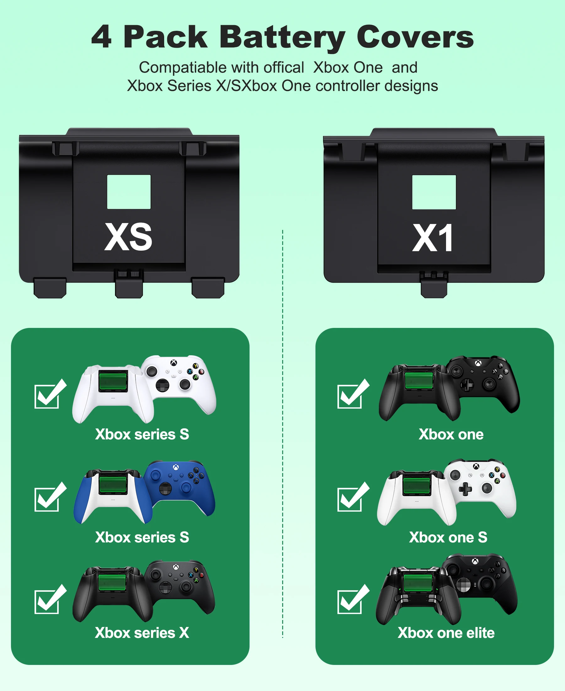 DinoFire 2×4800mWh Rechargeable Battery Pack for Xbox One Xbox Series X|S+Charging Cable