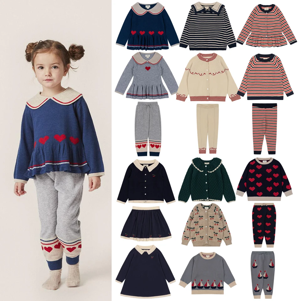 KS Brand Baby Girl Clothes Set Children Sweater And Pant Suit Kids Knit Sweater Newborn Long Sleeve Clothes Kids Pullover Tops