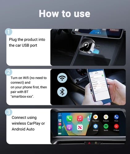Imagen 2 del producto Nueva caja Super Mini Carplay AI con cable a CarPlay inalámbrico/Android Auto 2 en 1 caja 5GHz WiFi5 para CarPlay con cable Original 99%/coche automático