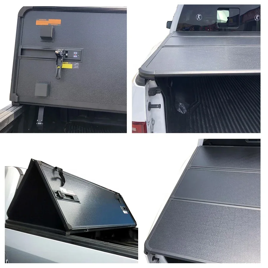 4x4 Accessories Hard Tri-fold Car Bed Cover Tonneau Cover With Light Double Cab 1.47m Bed For Navara Np300 2015+