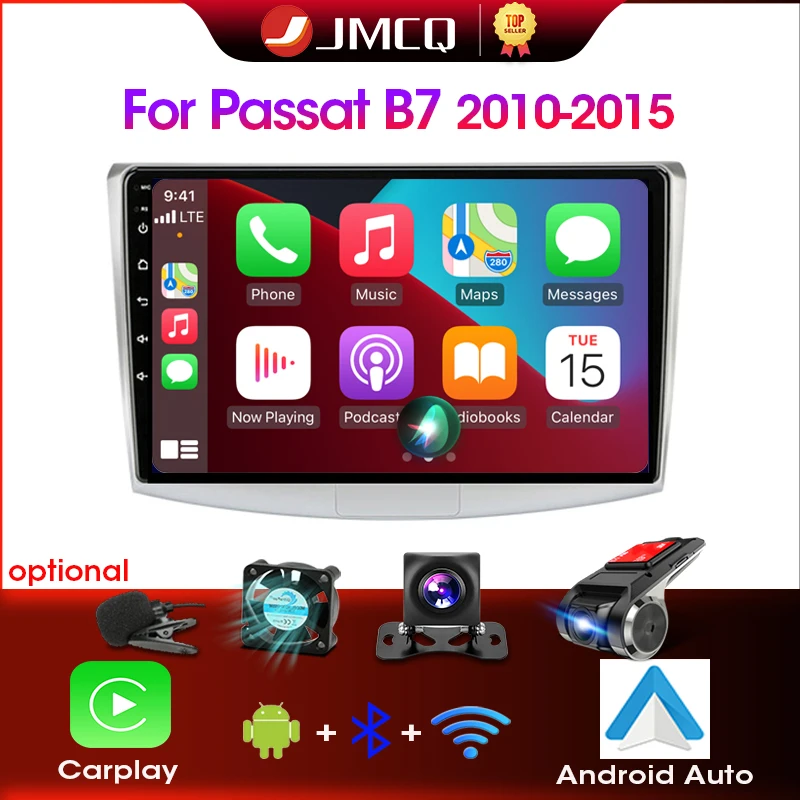 

JMCQ 10" Android 12 4G NET RDS Car Radio Multimedia Video Player For VW Volkswagen Passat B7 B6 2010-2015 Magotan CC Carplay