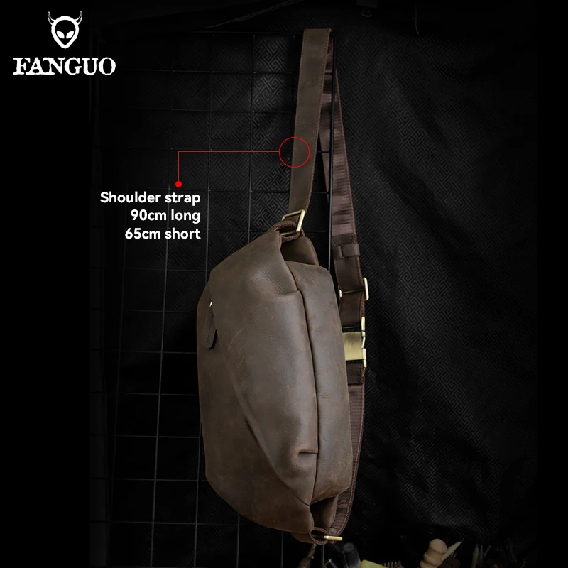 Men\'s Genuine Leather Sling Bag Retro Shoulder Bag Messenger Bags For Male Cowhide Chest Bag Crossbody Pocket Business Travel