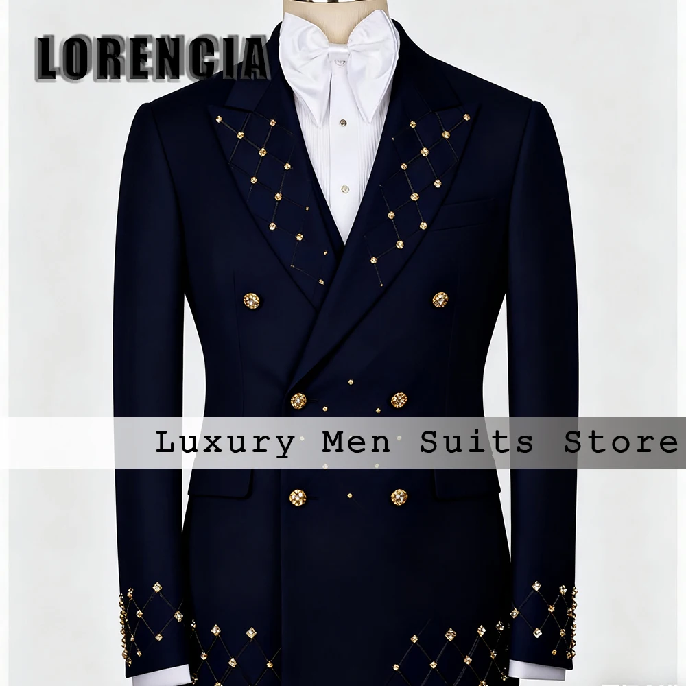 

Изысканные мужские костюмы со стразами, комплект из 2 предметов, двубортный смокинг, вечерний ужин, индивидуальный пиджак, брюки Lauren HerrERSet heren