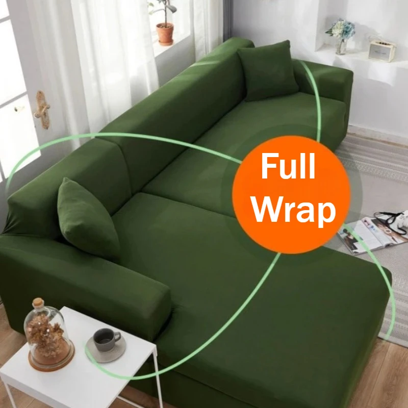 Solid Stretch Minimalist Sofa Cover 1/2/3/4 Seater Elastic Full Coverage 4 Season Slipcover Non-slip L Shaped Corner Couch Cover