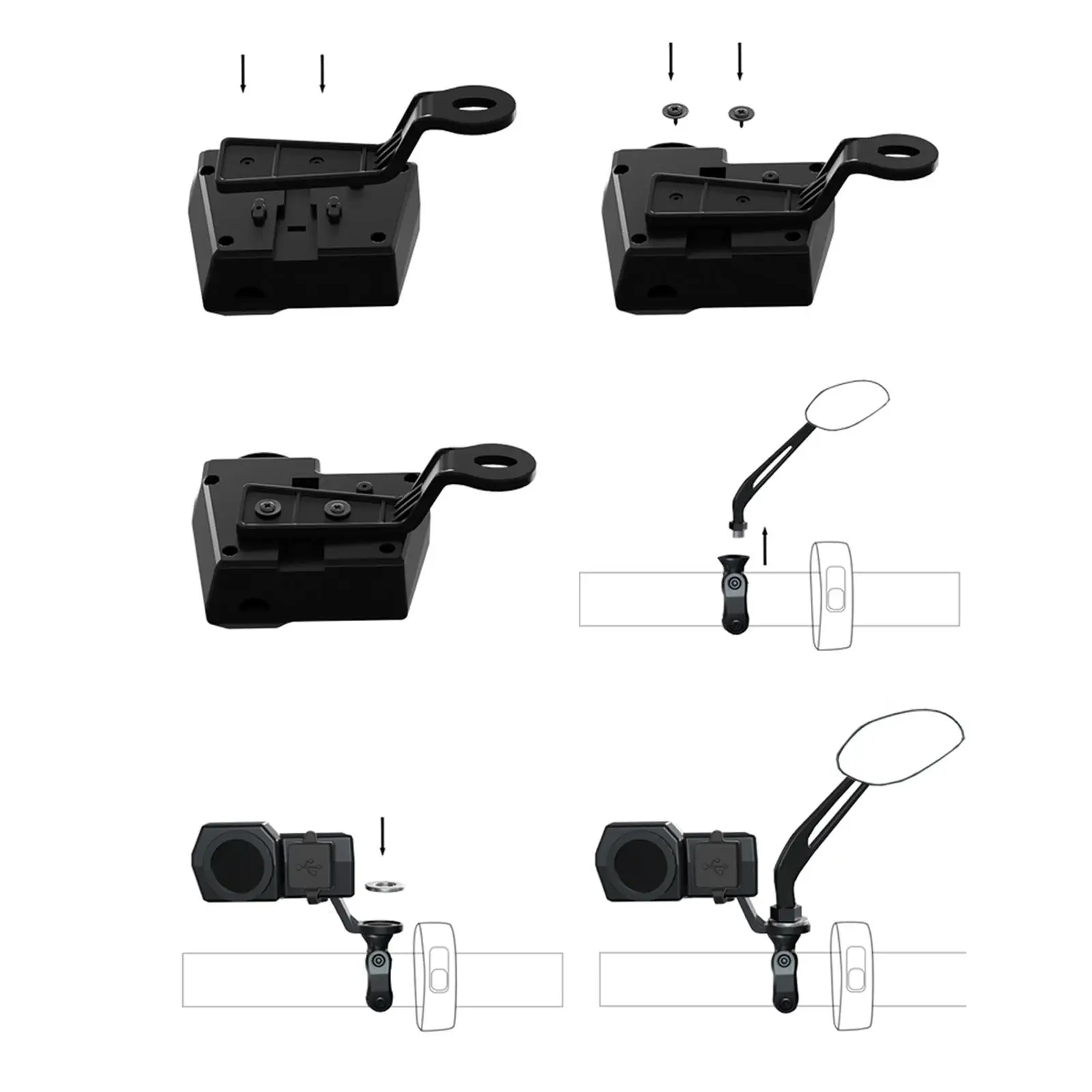 

Motorcycle USB Adapter Dual Port Fast Charging Charger Waterproof Handlebar USB C Quick Charge for 12V-24V Universal Motorcycle