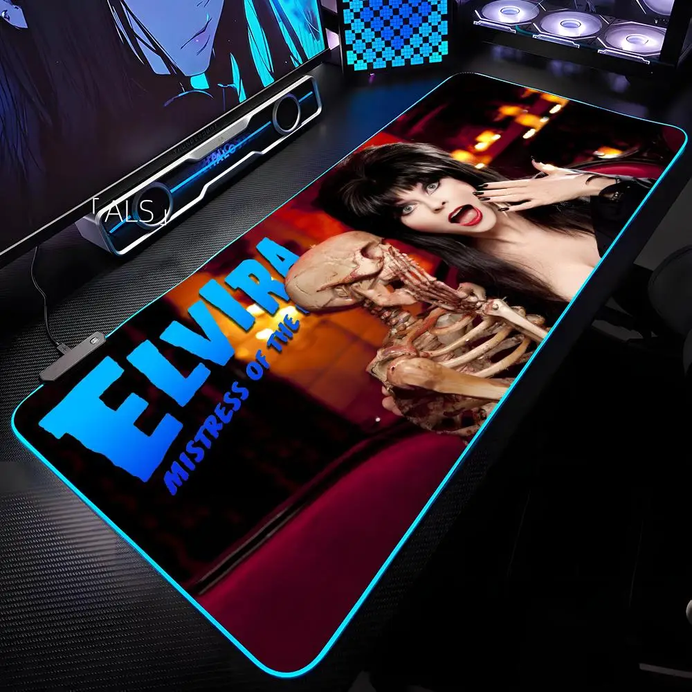

E-Elvira Mistress Of The Dark Mouse Pad RGB Backlit Mouse Pad Laptop Mouse Pad Laptop Gamer Computer Desk Gaming Accessories