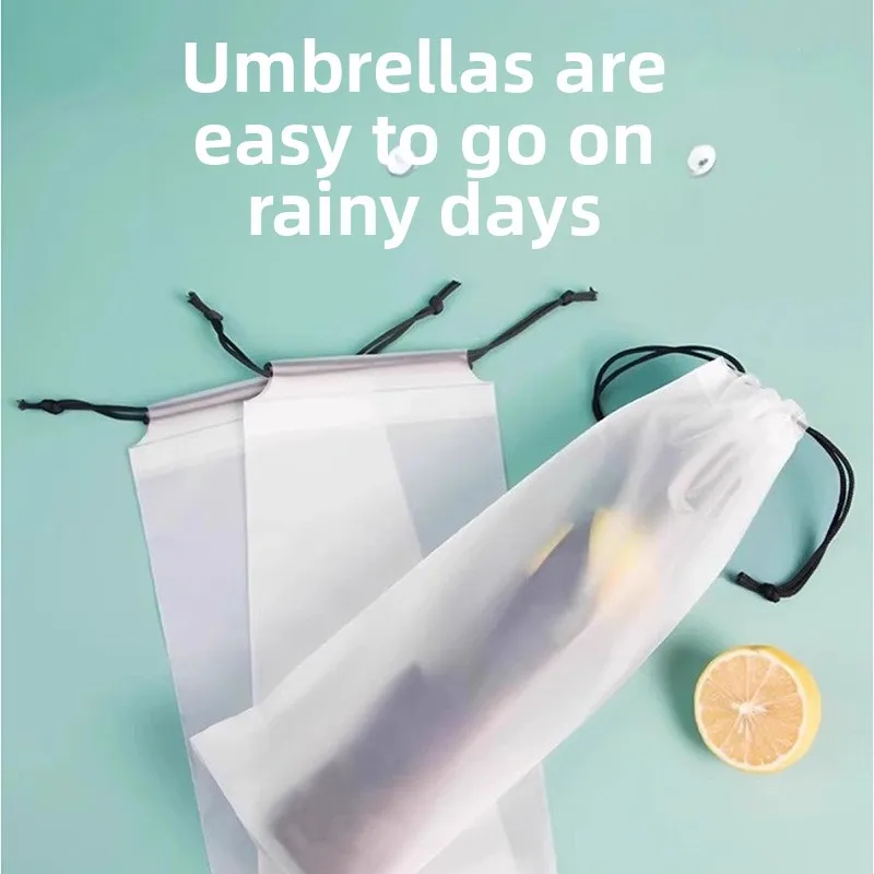 

10pcs Beam Mouth Waterproof Umbrella Storage Bag Plastic Bag Drawstring Bag Translucent Bag Out Storage Vehicle-mounted Wet Bag