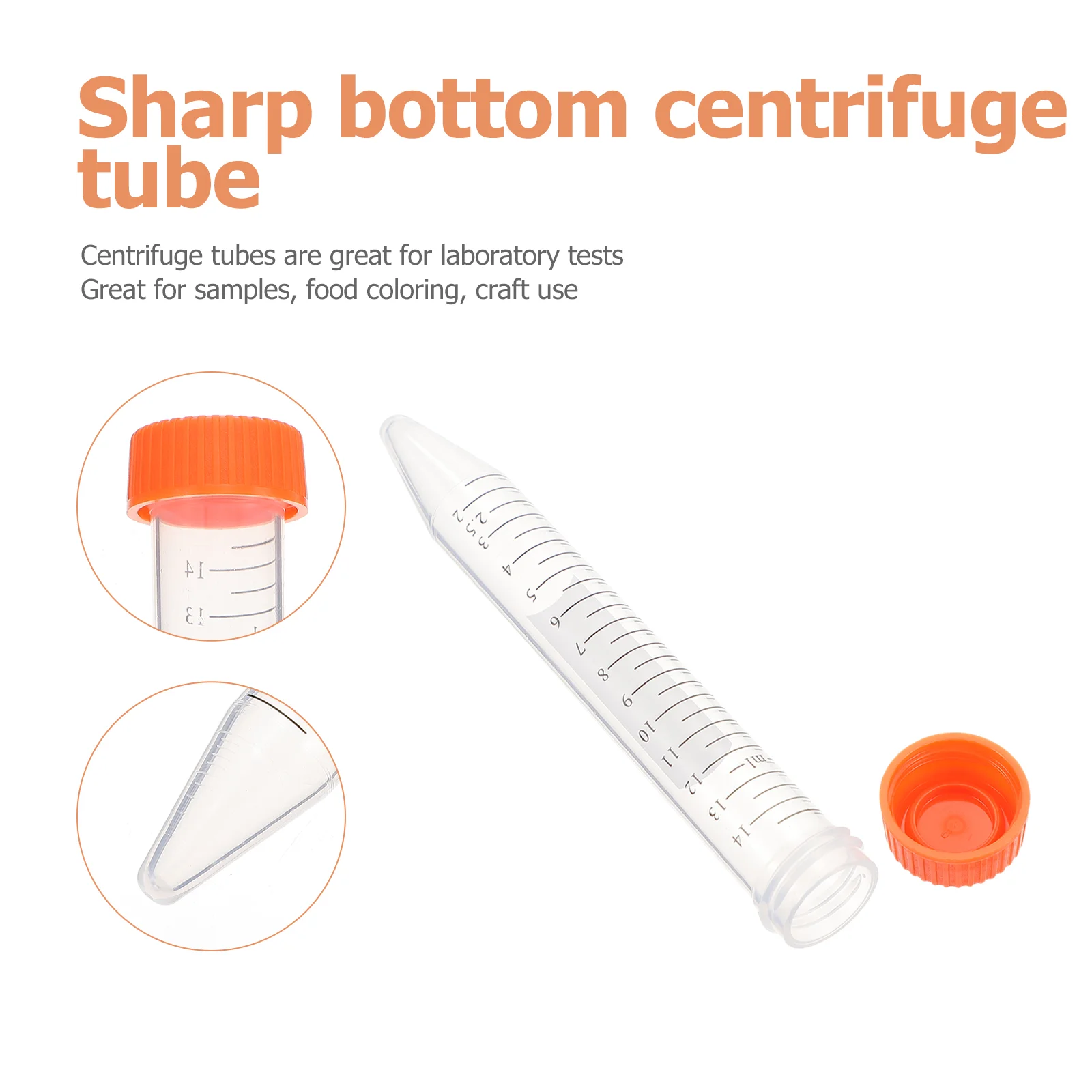 Tubos de centrífuga de 15ml, 25 peças, tubos de ensaio de pé com tampas de parafuso para laboratório, tubo de ensaio de centrífuga para laboratório