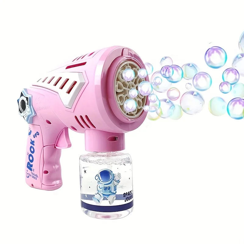 252, neues Modell einer Seifenblasenmaschine, mit LED-Lichtern und Musik, einem automatischen Seifenblasenmacher mit Weltraummotiv, der einen endlosen Spaß bietet